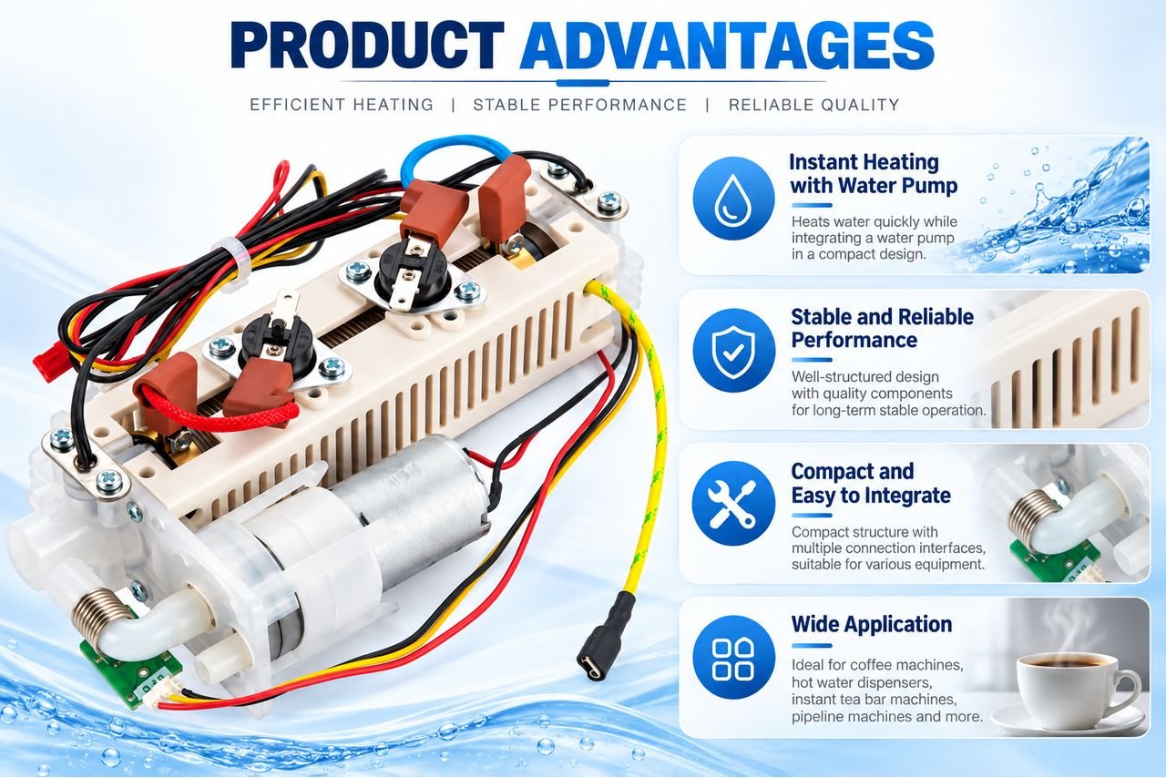 ポンプ付き単管瞬間加熱アセンブリ 特徴 01 Single-Tube-Instant-Heating-Assembly-with-Water-Pump-feature-01